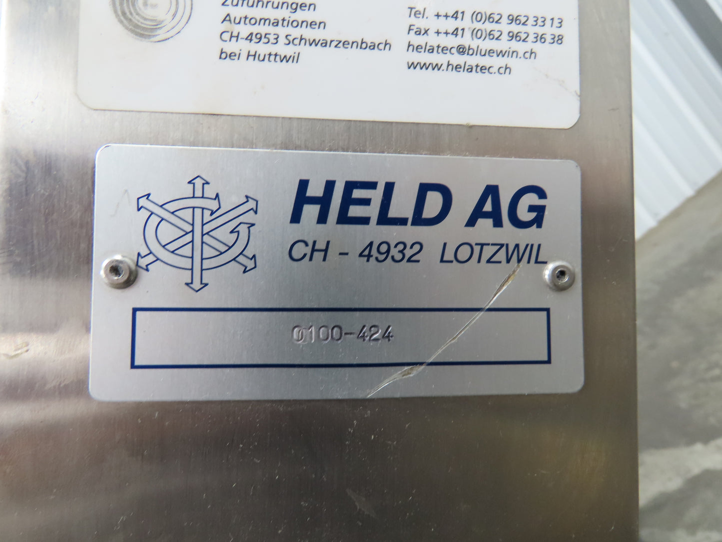 Helatec Held AG Stainless Incline Feed Conveyor 300mm Cleated Belt 64"L 230V 1PH
