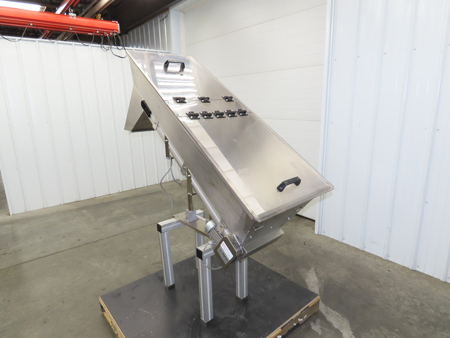Helatec Held AG Stainless Incline Feed Conveyor 300mm Cleated Belt 64"L 230V 1PH