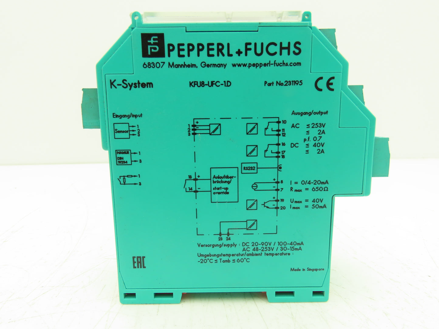 Pepperl+Fuchs KFU8-UFC-1.D Frequency Converter w/Trip Values 2 or 3 Wire Sensors