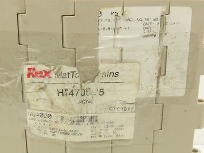 Rexnord HT4705-15 MatTop Plastic Conveyor Belt Chain 15"W x 10' Length Tan
