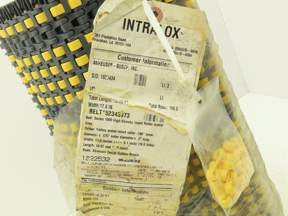 Intralox 1000 Series HDR Insert Roller Top Plastic Conveyor Belt Chain 18"x 10'L