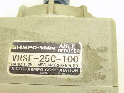 Nidec-Shimpo VRSF-25C-100 Able Reducer 25:1 Female 8mm-In Drive-20mm Keyed Shaft