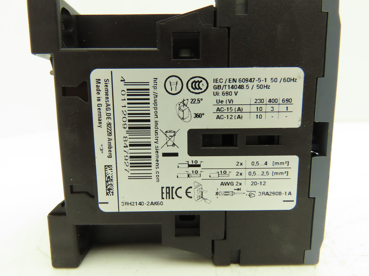Siemens 3RH2140-2AK60 SIRIUS Contactor Relay 4NO 120VAC Size S00 Lot of 2