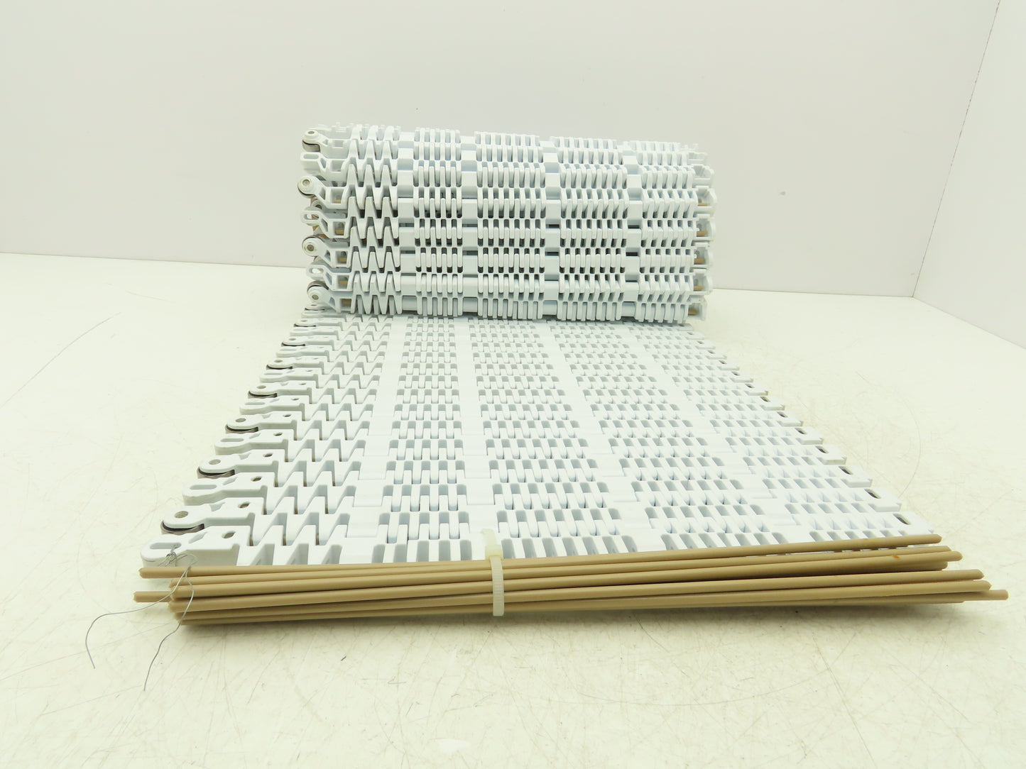 Intralox Open Grid Radius Curve Conveyor Belt 15"W x 60"L White w/Edge Bearings