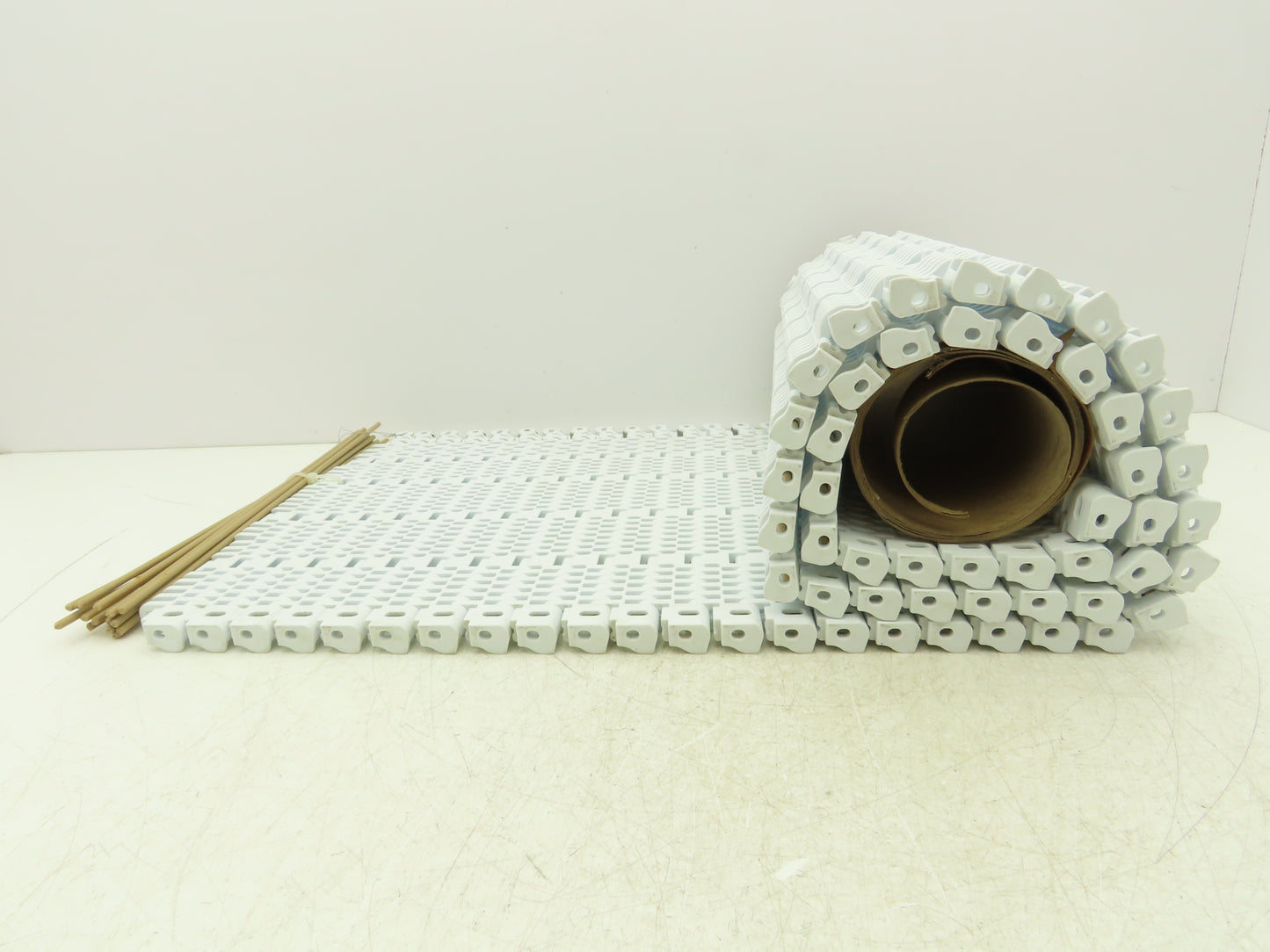 Intralox Open Grid Radius Curve Conveyor Belt 15"W x 60"L White w/Edge Bearings