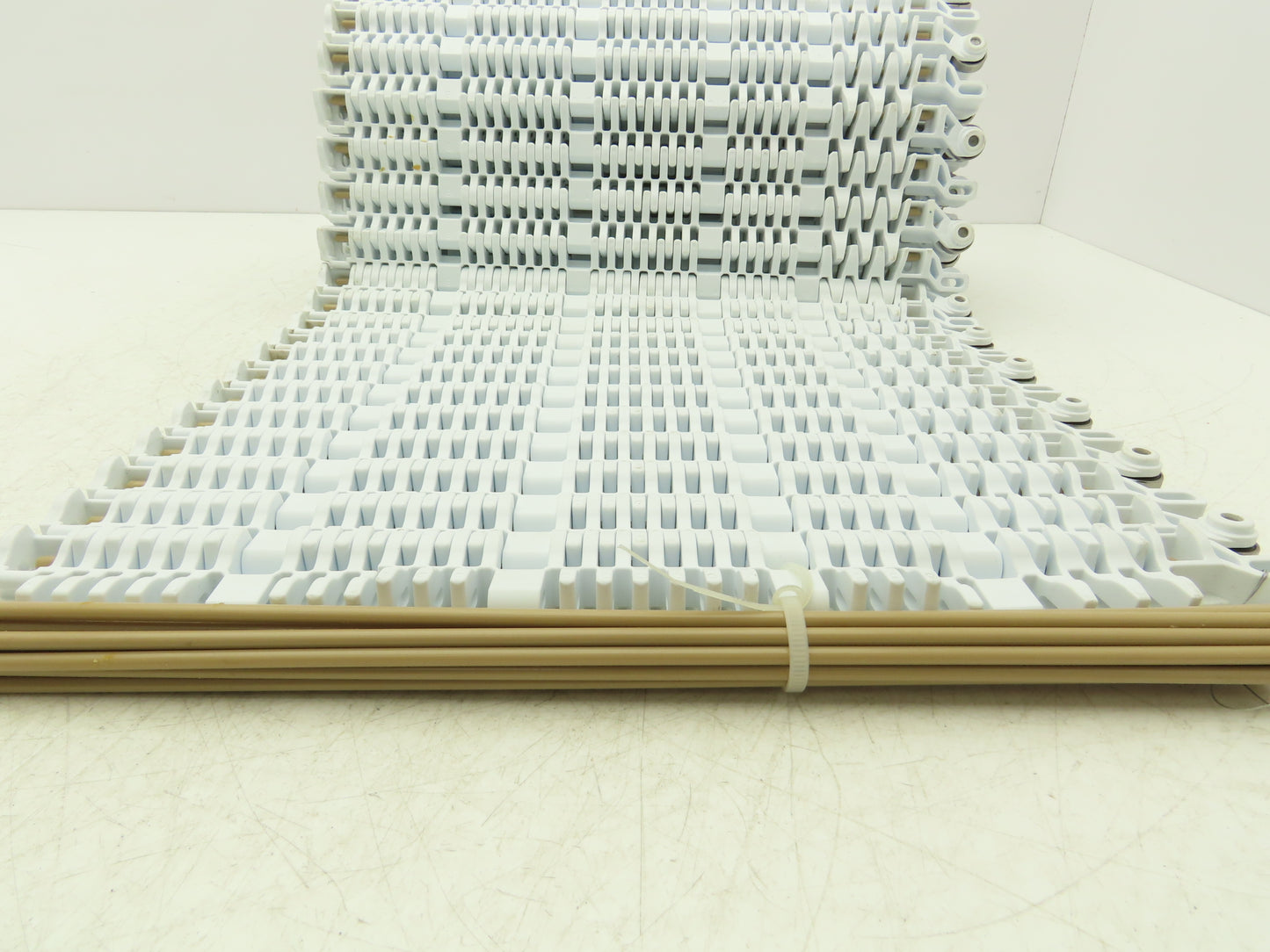 Intralox Open Grid Radius Curve Conveyor Belt 15"W x 60"L White w/Edge Bearings