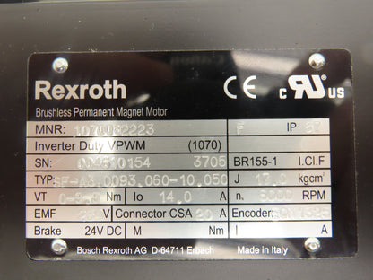 Bosch Rexroth SF-A3.0093.060-10.050 Servo Motor 6000rpm