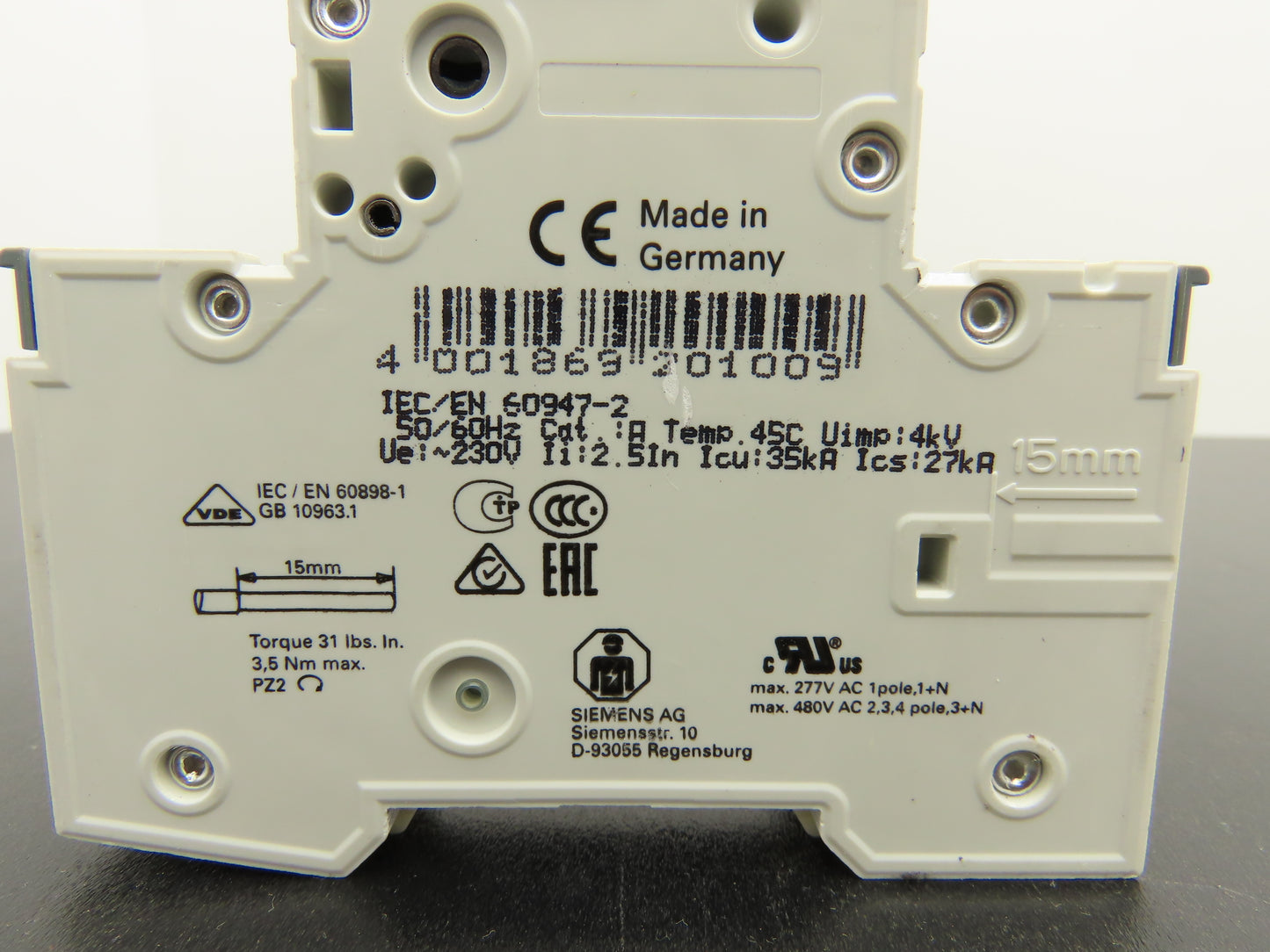 Siemens 5SY4103-5 Sentron Miniature Circuit Breaker 3A 230/400V 1 Pole Lot of 5