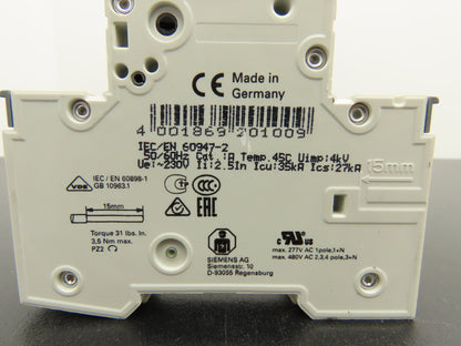 Siemens 5SY4103-5 Sentron Miniature Circuit Breaker 3A 230/400V 1 Pole Lot of 5