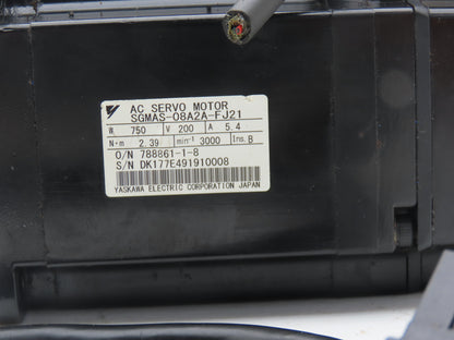 Yaskawa SGMAS-08A2A-FJ21 Servo Motor 750W 5.4A