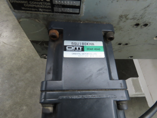 Dynacon 8"x 76" Mattop Plastic Conveyor 320mm Cleated Belt 115V Variable Speed