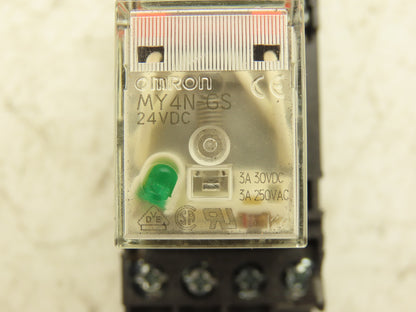 Omron MY4N-GS Relay 14-Pin 4 Pole LED Indicator 24VDC Coil w/ Base Lot of 12
