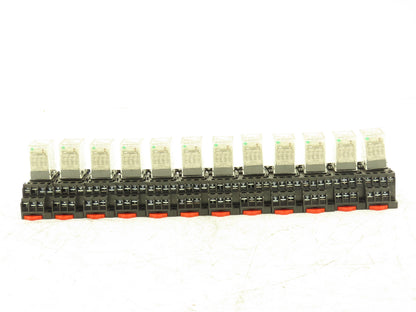 Omron MY4N-GS Relay 14-Pin 4 Pole LED Indicator 24VDC Coil w/ Base Lot of 12