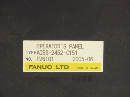 Fanuc A05B-2452-C151 CNC HMI Control Panel Push Button With E-Stop & Key