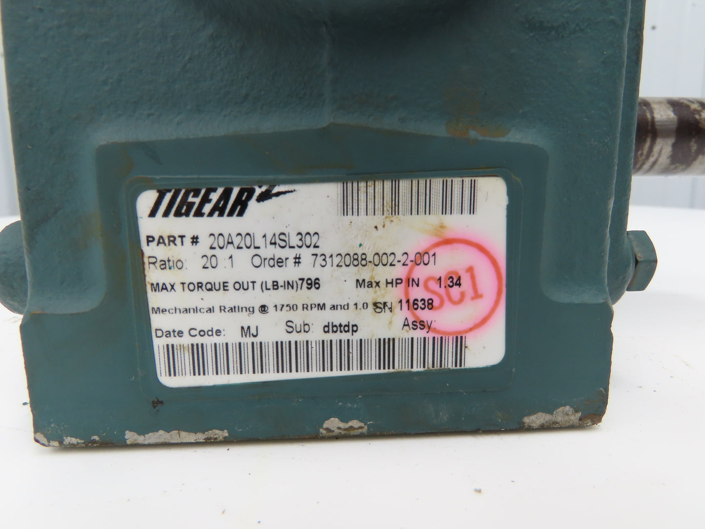 Reliance P14H1448H Gearmotor 20:1 Tigear Reducer 88rpm 1Hp 230/460V 143TC LH