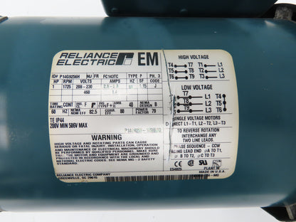 Reliance P14G9256H Gearmotor 12:1 Tigear Reducer 144rpm 1Hp 230/460V 143TC LH