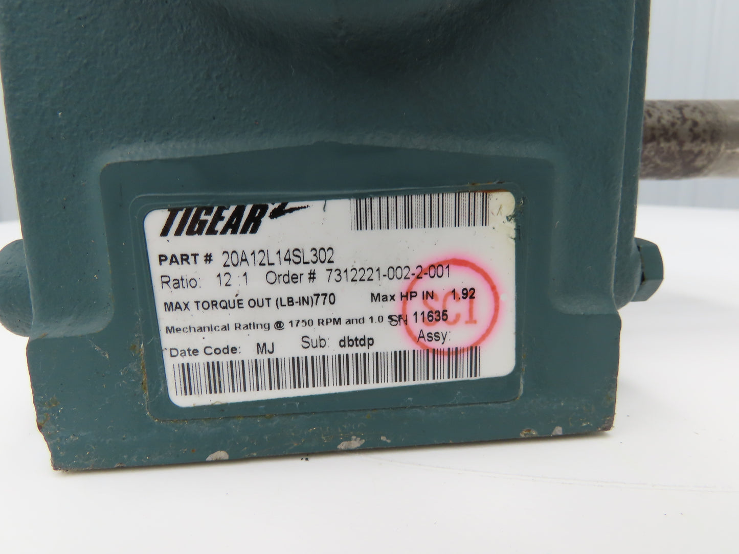 Reliance P14G9256H Gearmotor 12:1 Tigear Reducer 144rpm 1Hp 230/460V 143TC LH