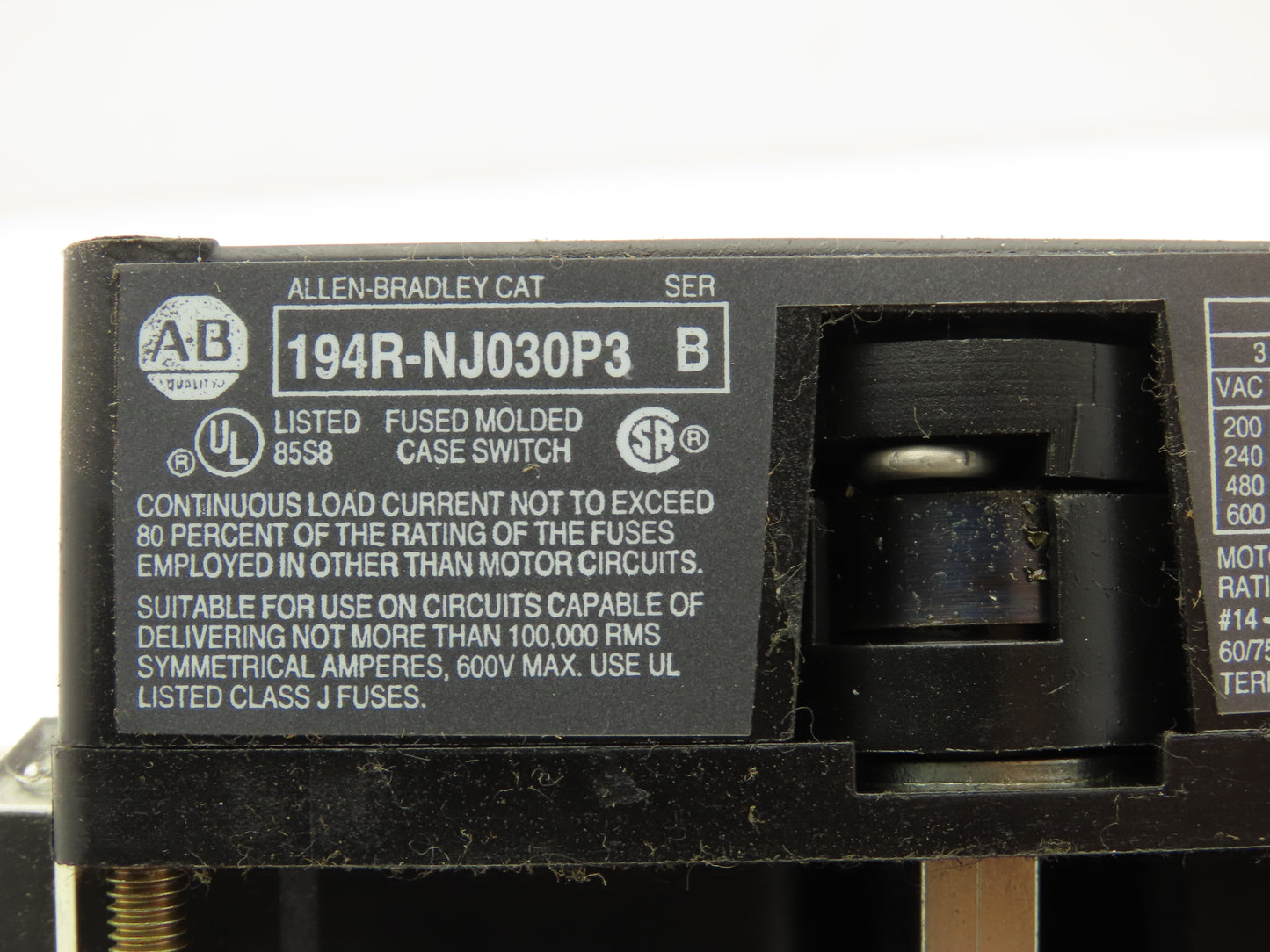 Allen Bradley 194R-NJ030P3 Fused Disconnect Switch 30A 600VAC 3Ph Lot of 3