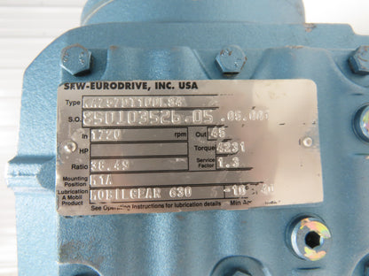 Sew Eurodrive KAZ57DT100LS4 Gearmotor 45rpm 38.5:1 3Hp 230/460V 1.5"Hollow Shaft