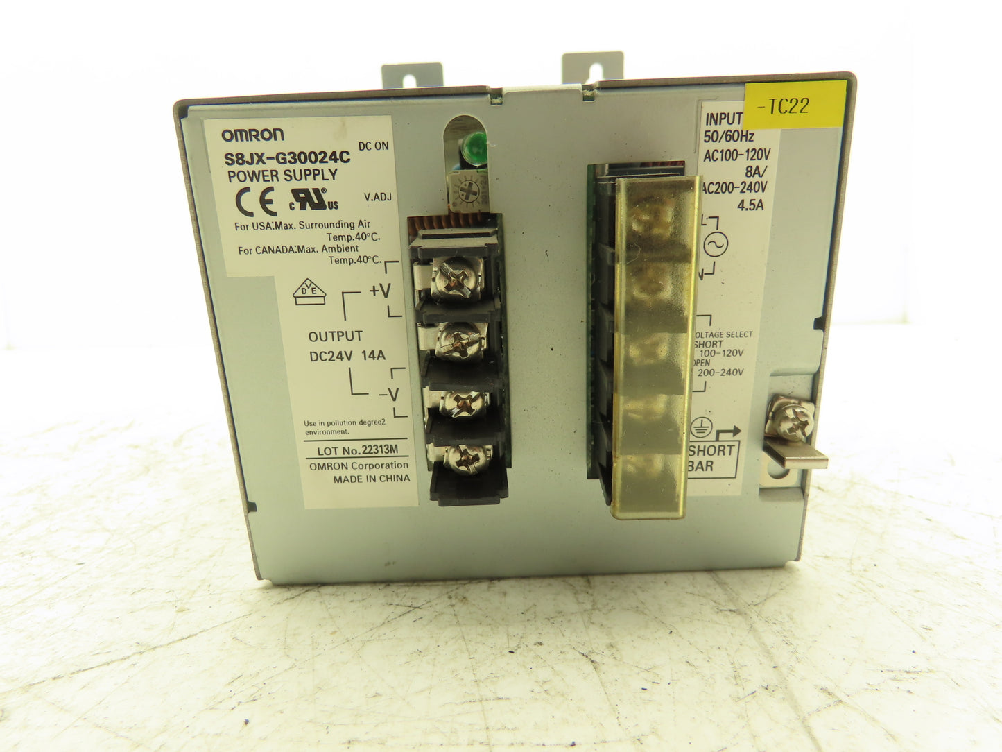 Omron S8JX-G30024C Power Supply Input 1Ph 120/240V 8/4.5A Out 24VDC 14A 336W