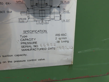 ITO IRS-65C Roots Vacuum Blower Rotary Lobe 	-38 cmH g10Hp 230/460V 3PH