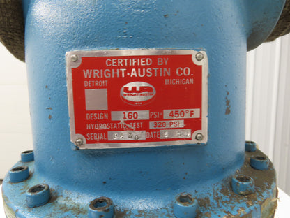 Wright Austin Type T 3" NPT Gas Liquid Separator 160 PSI 450°F Cast Iron