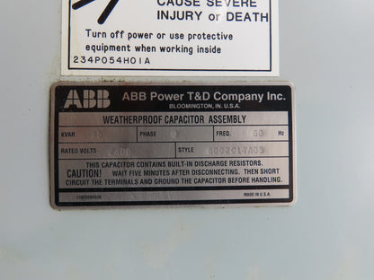 ABB 6002C14A05 75KVAR Waterproof Capacitor Assembly 3Ph Rated 2400V 60Hz