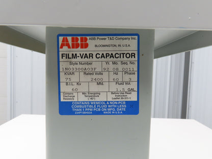 ABB 6002C14A05 75KVAR Waterproof Capacitor Assembly 3Ph Rated 2400V 60Hz