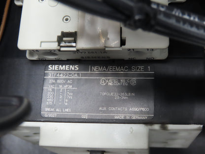 Siemens 32-89258 Combination Bucket Breaker MCC Starter Fused 600VAC 10HP 3Ph