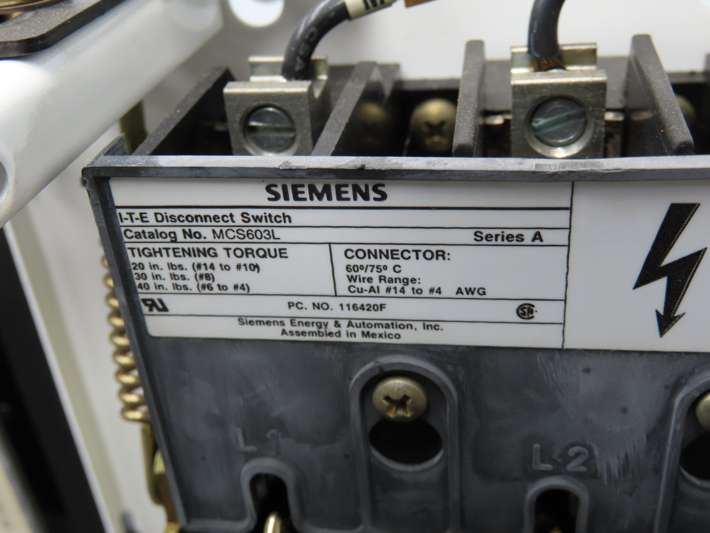 Siemens 32-89258 Combination Bucket Breaker MCC Starter Fused 600VAC 10HP 3Ph