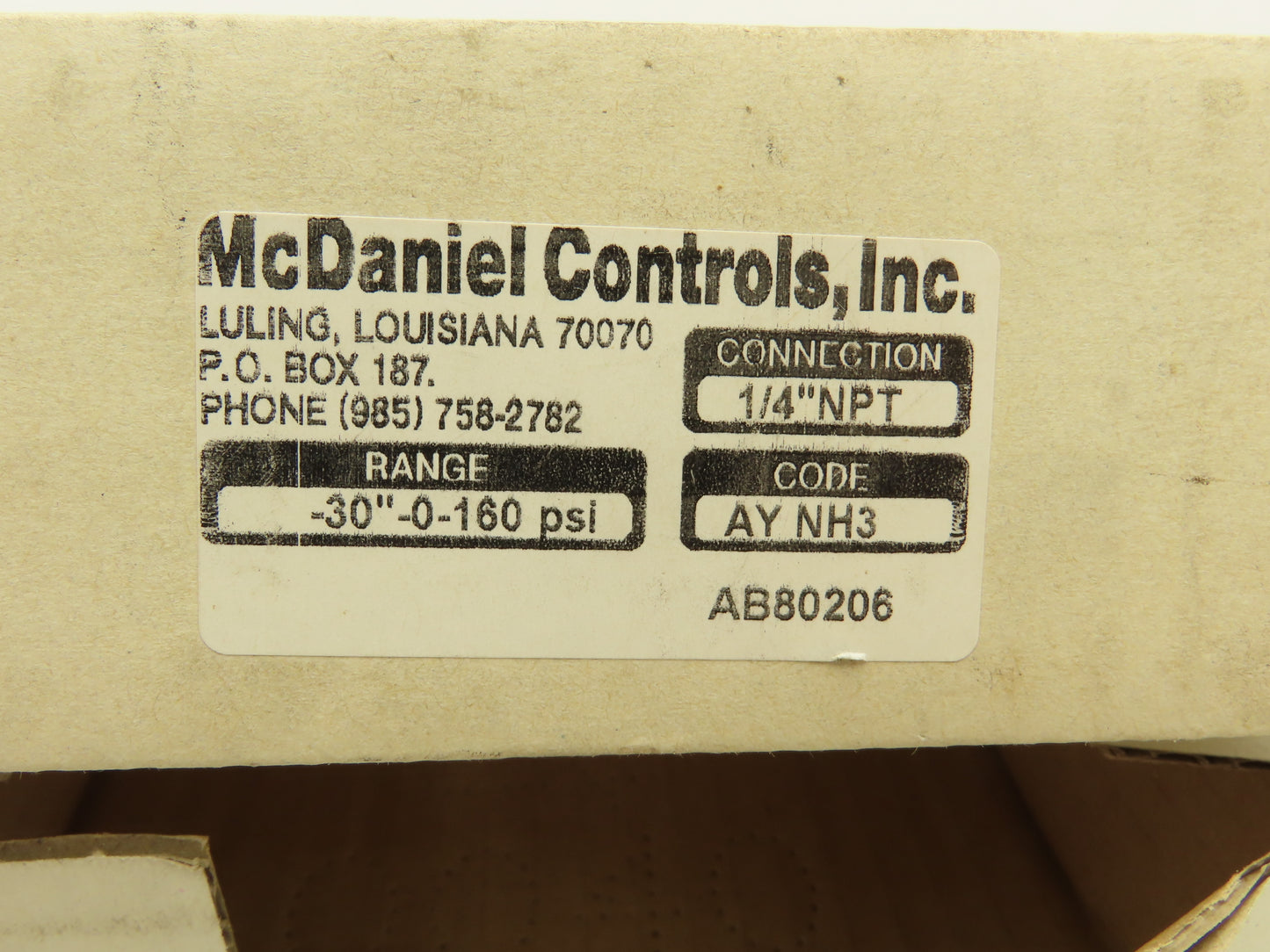 McDaniel Controls AYNH3 Ammonia Pressure Gauge 4" Dial -30"HG 0-160 PSI 1/4" NPT