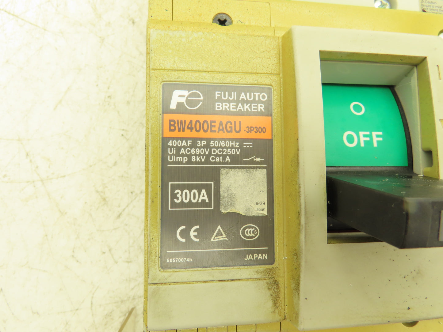Fuji Electric BW400EAGU-3P300 Auto Circuit Breaker 300A 690VAC 250VDC 3 Pole IEC