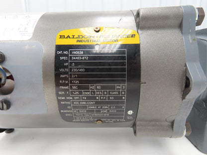 Baldor VM3538 Gearmotor 8:1 Boston Gear Reducer 216rpm 1/2Hp 230/460V 3PH 56C LH