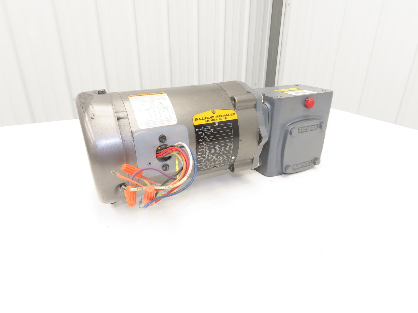 Baldor VM3538 Gearmotor 8:1 Boston Gear Reducer 216rpm 1/2Hp 230/460V 3PH 56C LH