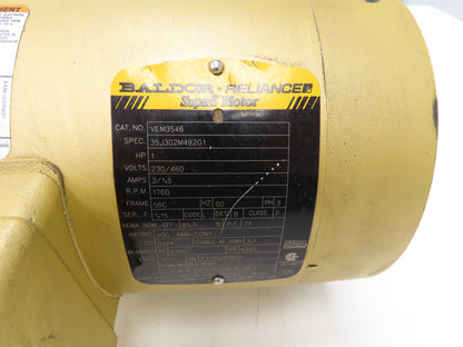 Baldor Reliance VEM3546 Super-E AC Motor 1Hp 1760 RPM 230/460V 3PH 56C TEFC