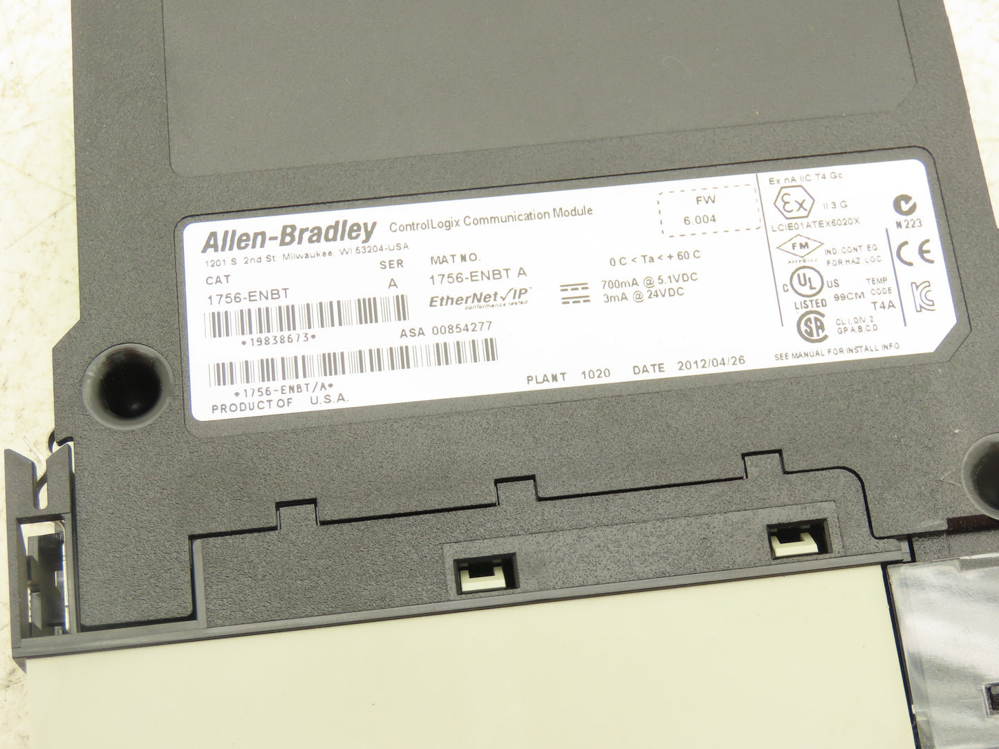 Allen Bradley 1756-ENBT ControlLogix Ethernet IP Communication Module FW 6.004