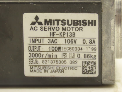 Mitsubishi Electric HF-KP13B Servo Motor w/Brake 106V 3PH 100W 3000 RPM