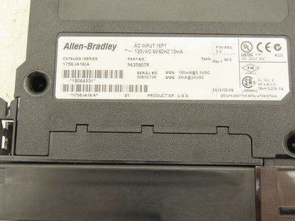 Allen Bradley 1756-IA16/A ControlLogix PLC AC Input Module 16PT 120VAC Rev 3.3