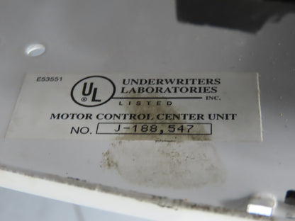 Siemens 51-42062 Bucket Two Breaker MCC 400/600VAC 15/30A 3 Pole 3Ph *Read