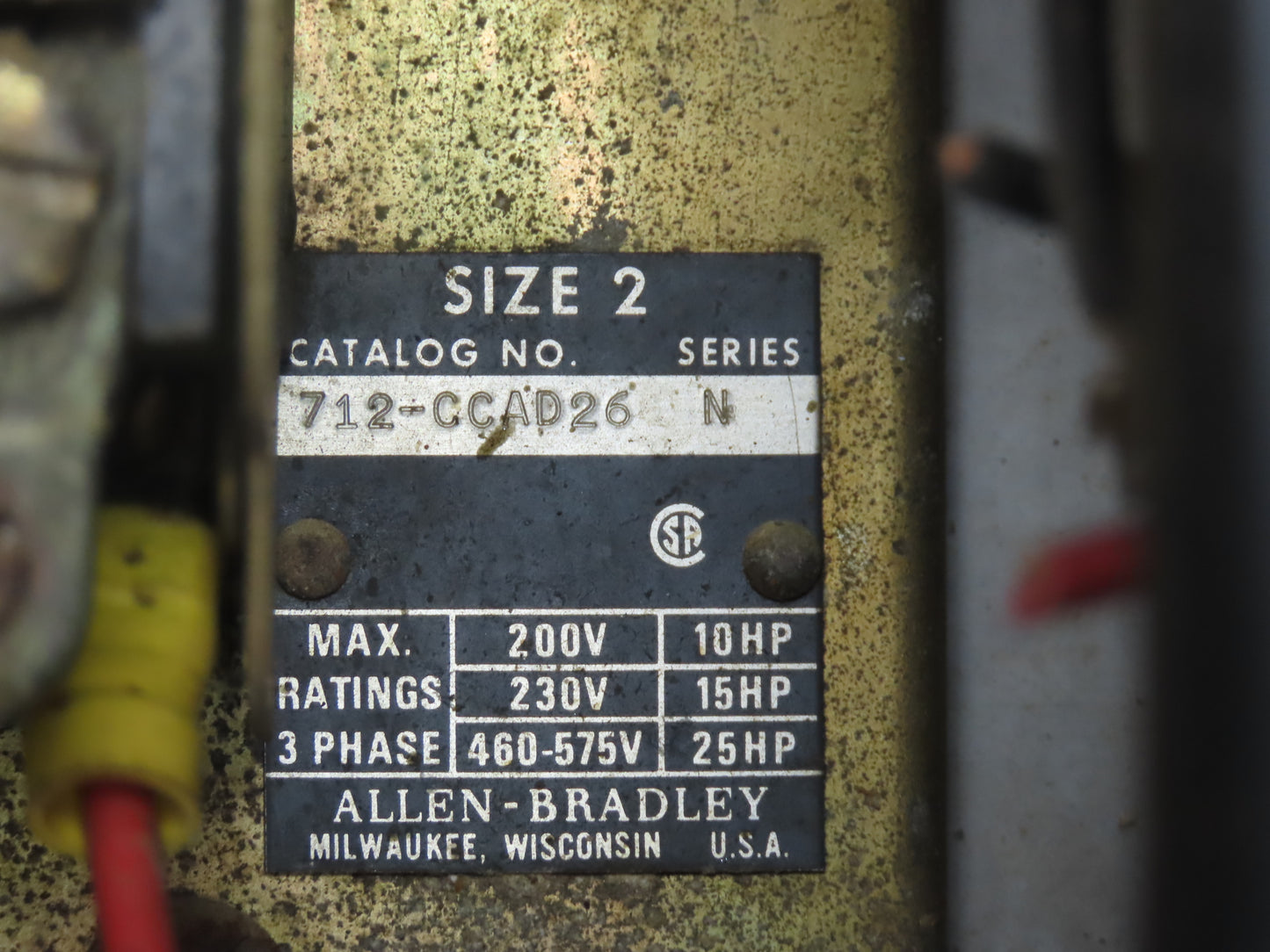 Allen Bradley 712-CCAD26 Combination Starter NEMA Size 2 Stainless 25HP 600V 3ph