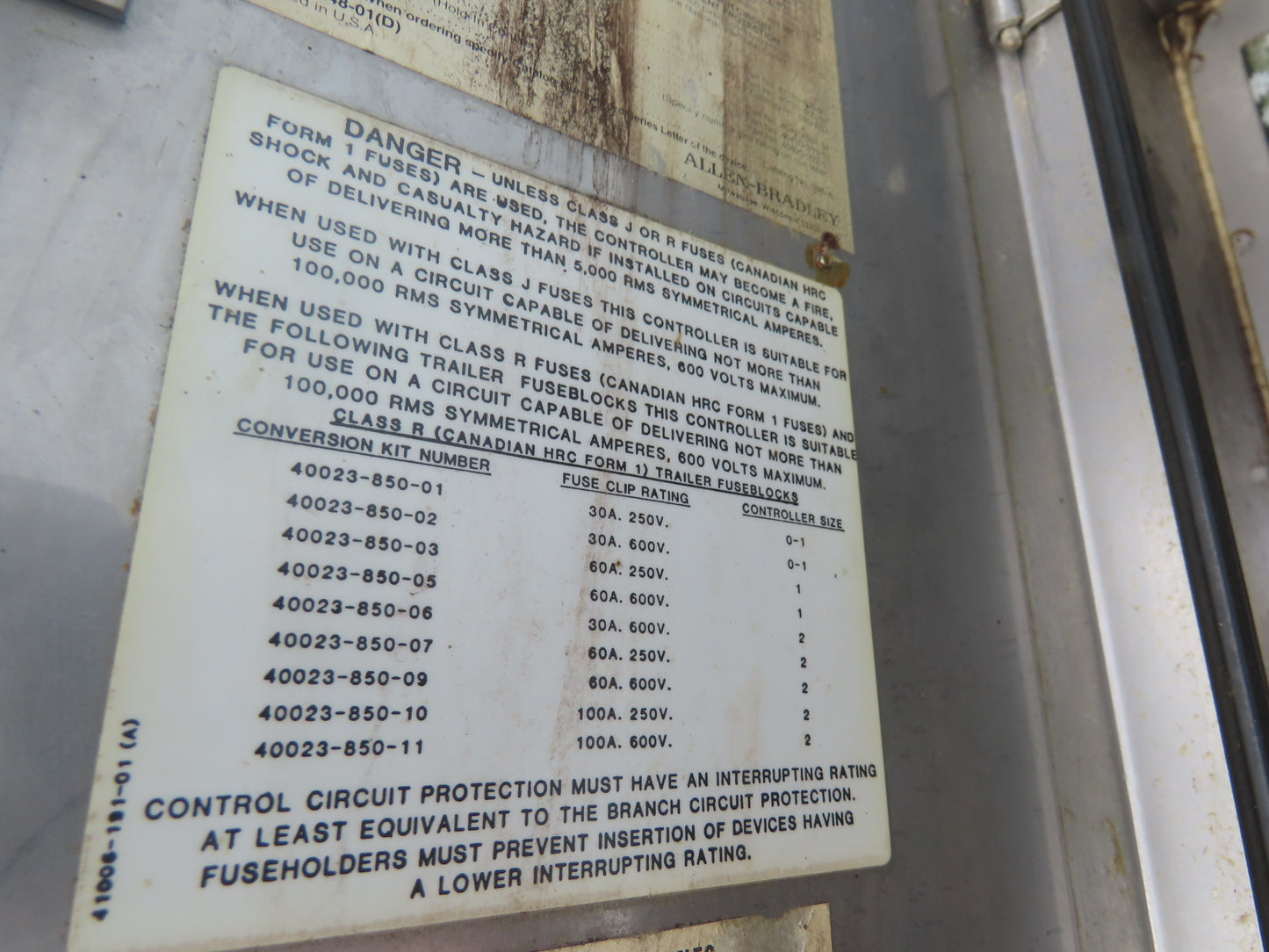 Allen Bradley 512-BCA-24 Combination Starter NEMA Size 1 Stainless 10HP 600V 3ph