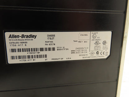 Allen Bradley 1756-A17 ControlLogix Series B 17-Slot Chassis w/ 3 Input Modules
