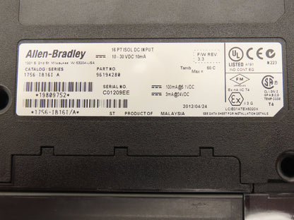 Allen Bradley 1756-A17 ControlLogix Series B 17-Slot Chassis w/ 3 Input Modules