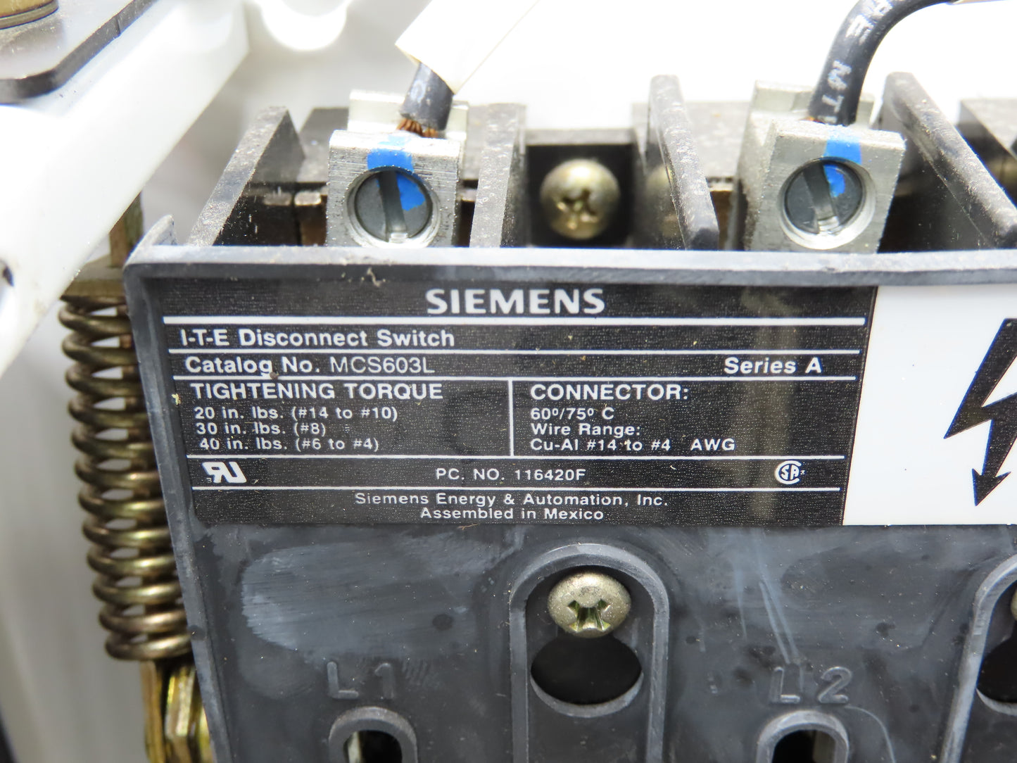 Siemens Combination Bucket Reversing Motor Starter MCC Fused 10Hp 600VAC 3Ph