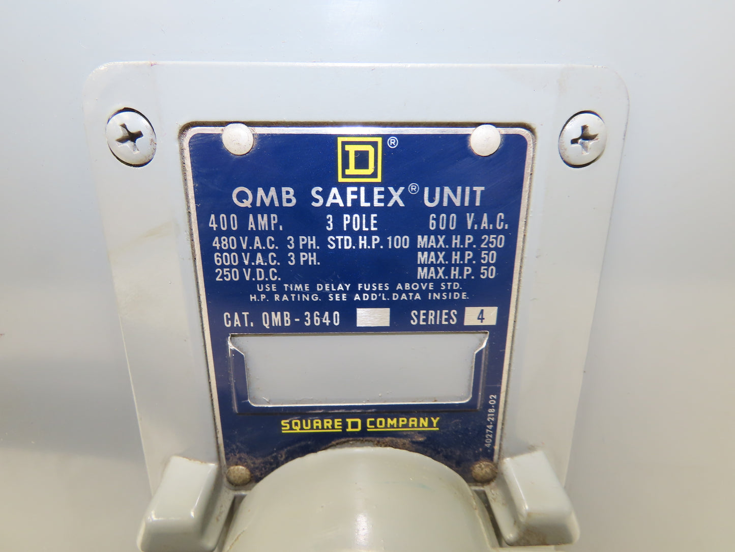 Square D QMB-3640 Saflex Fusible Panel Board Safety Switch 400A 600VAC 3PH 3Pole