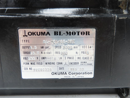 Okuma BL-MC140E-30T BL Servo Motor 4.3kw 133VAC 3000 RPM ER-FC-2048D
