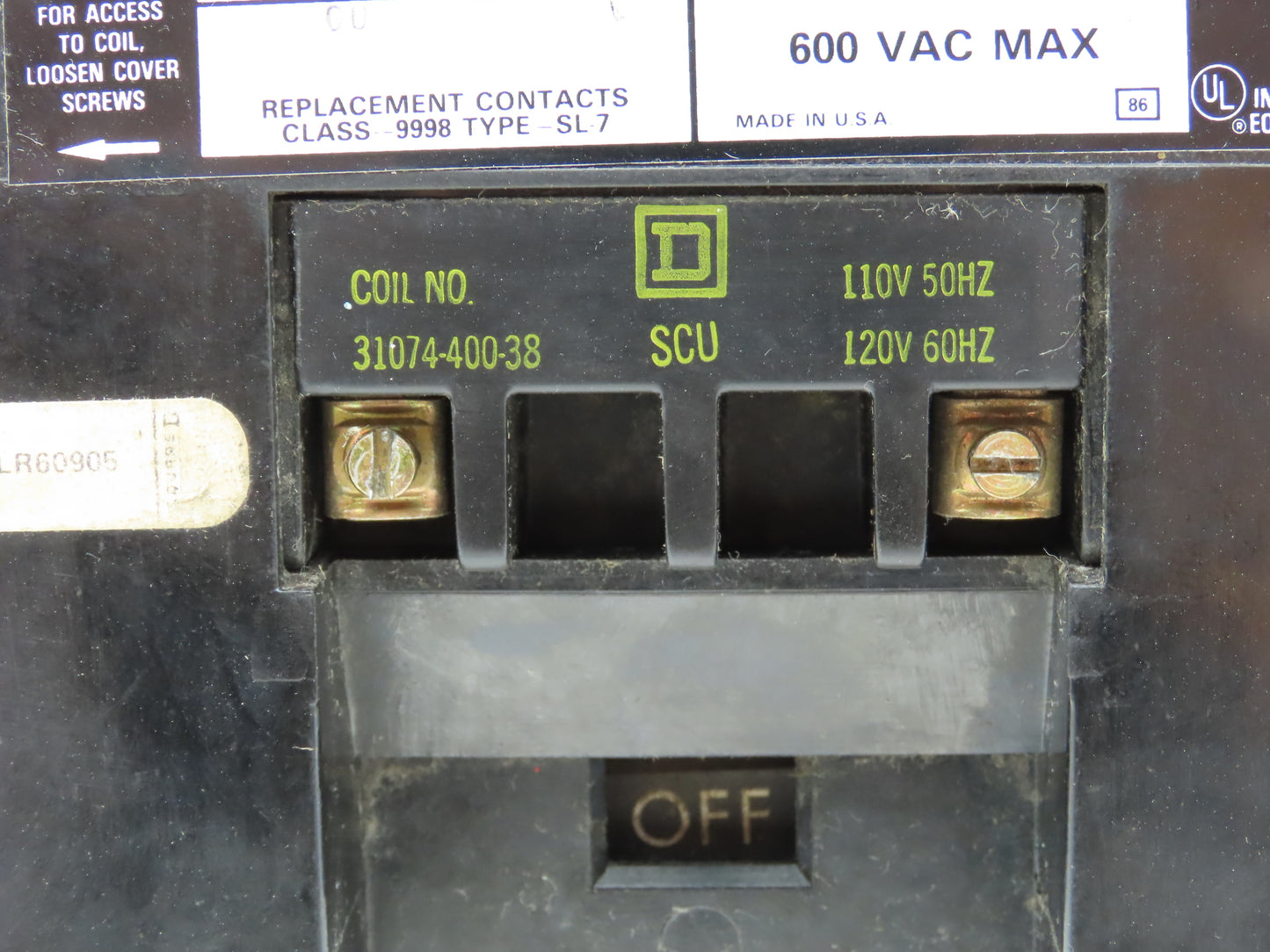 Square D 8536 SE01S NEMA Size 3 Motor Starter Contactor 50Hp 600V 3PH 120V Coil