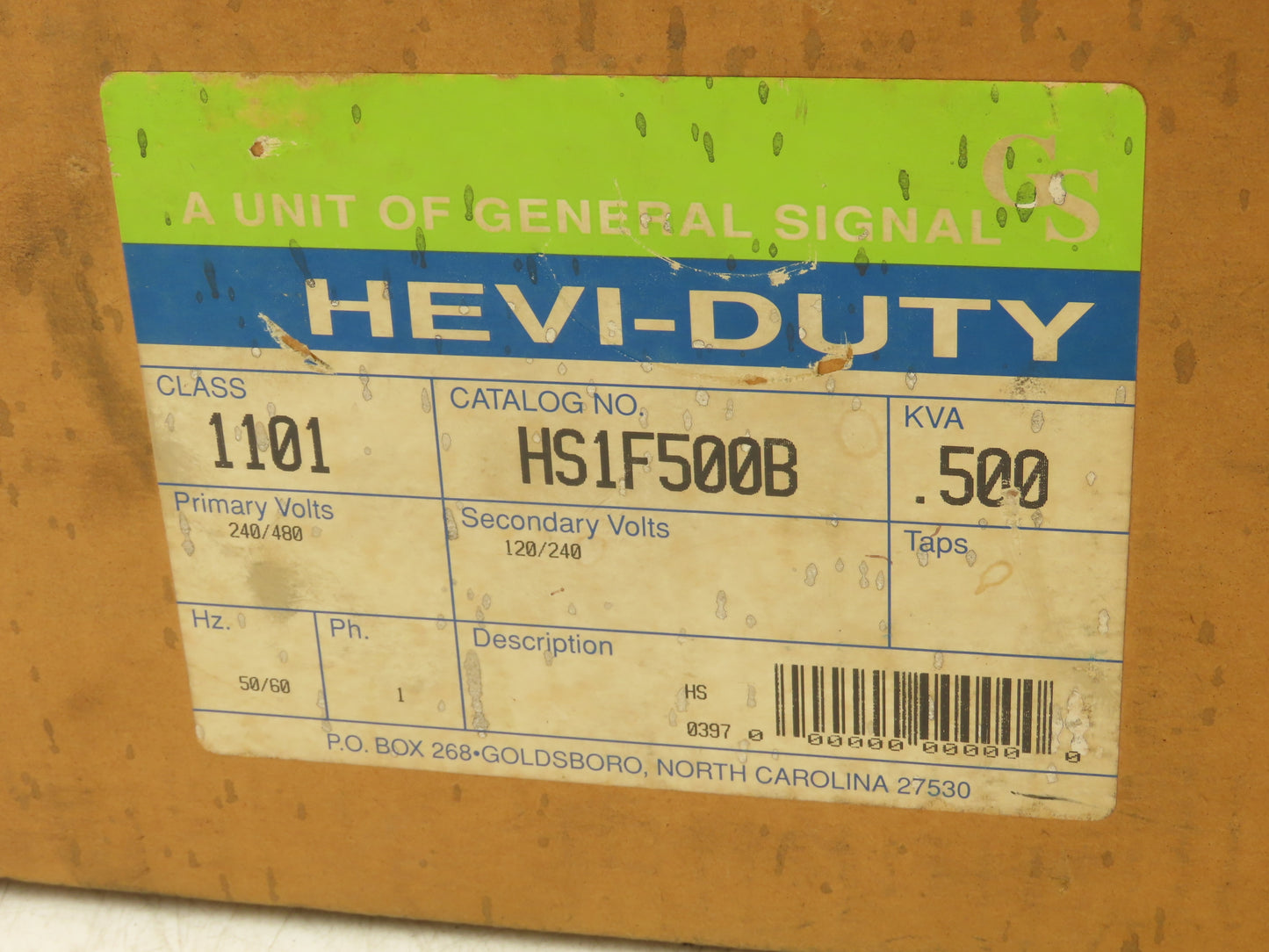 Hevi-Duty HS1F500B Step Down Transformer .500kva 240/480V - 120/240V 1PH 3R