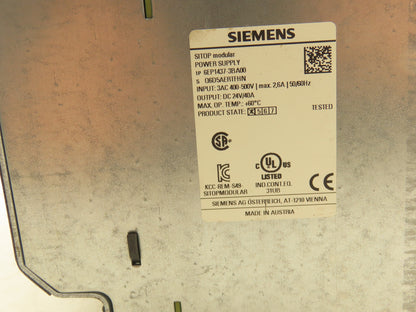 Siemens 6EP1437-3BA00 SITOP Modular Power Supply 24VDC 40A Out 480V 3Ph In
