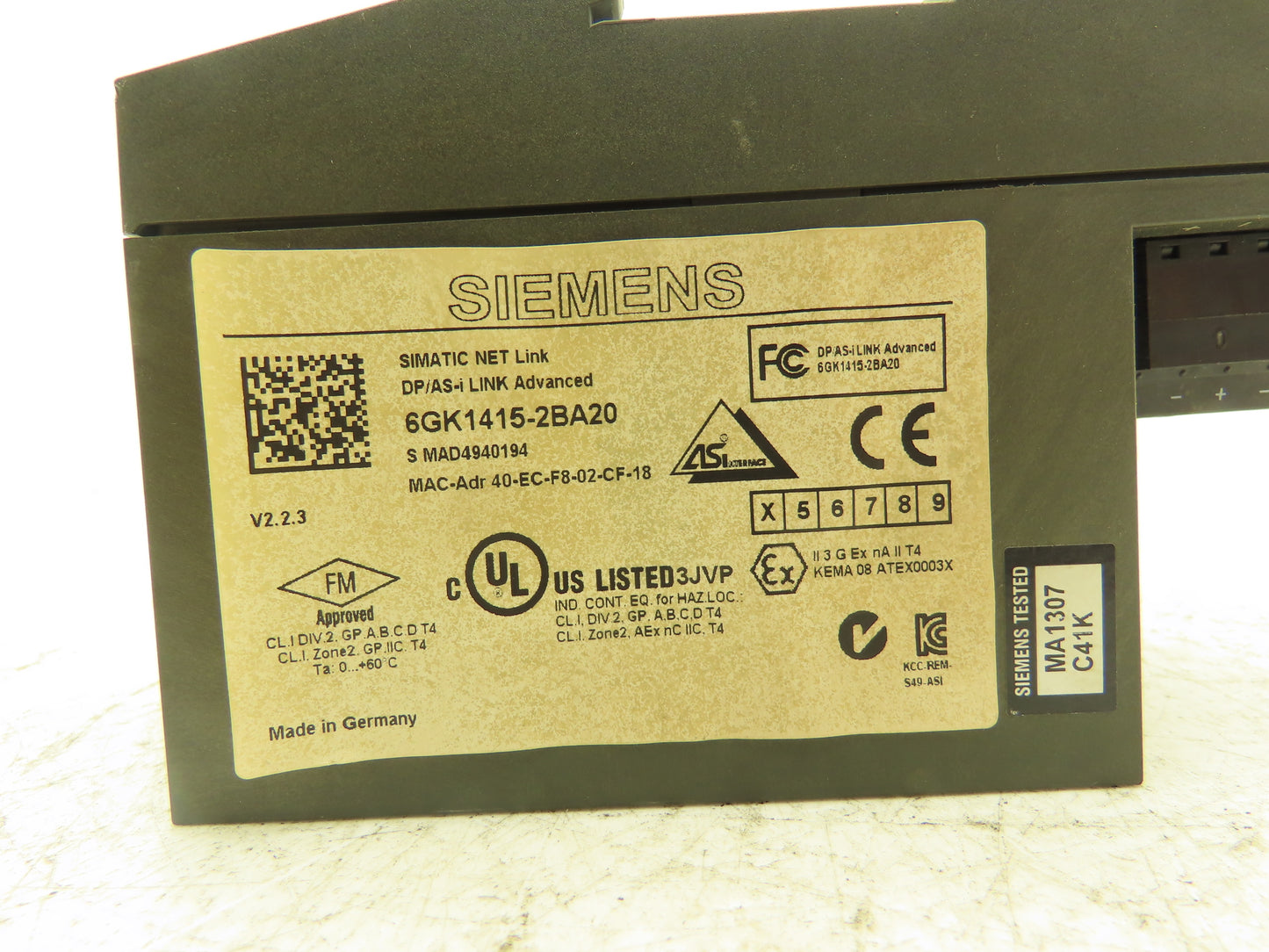 Siemens 6GK1415-2BA20 SIMATIC NET PROFIBUS DP/AS Interface Link Advanced Display